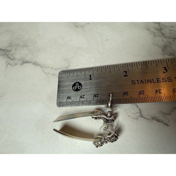 Mother Of Pearl silver filigree Dangle Earrings‎ 1.5" - Picture 3 of 3